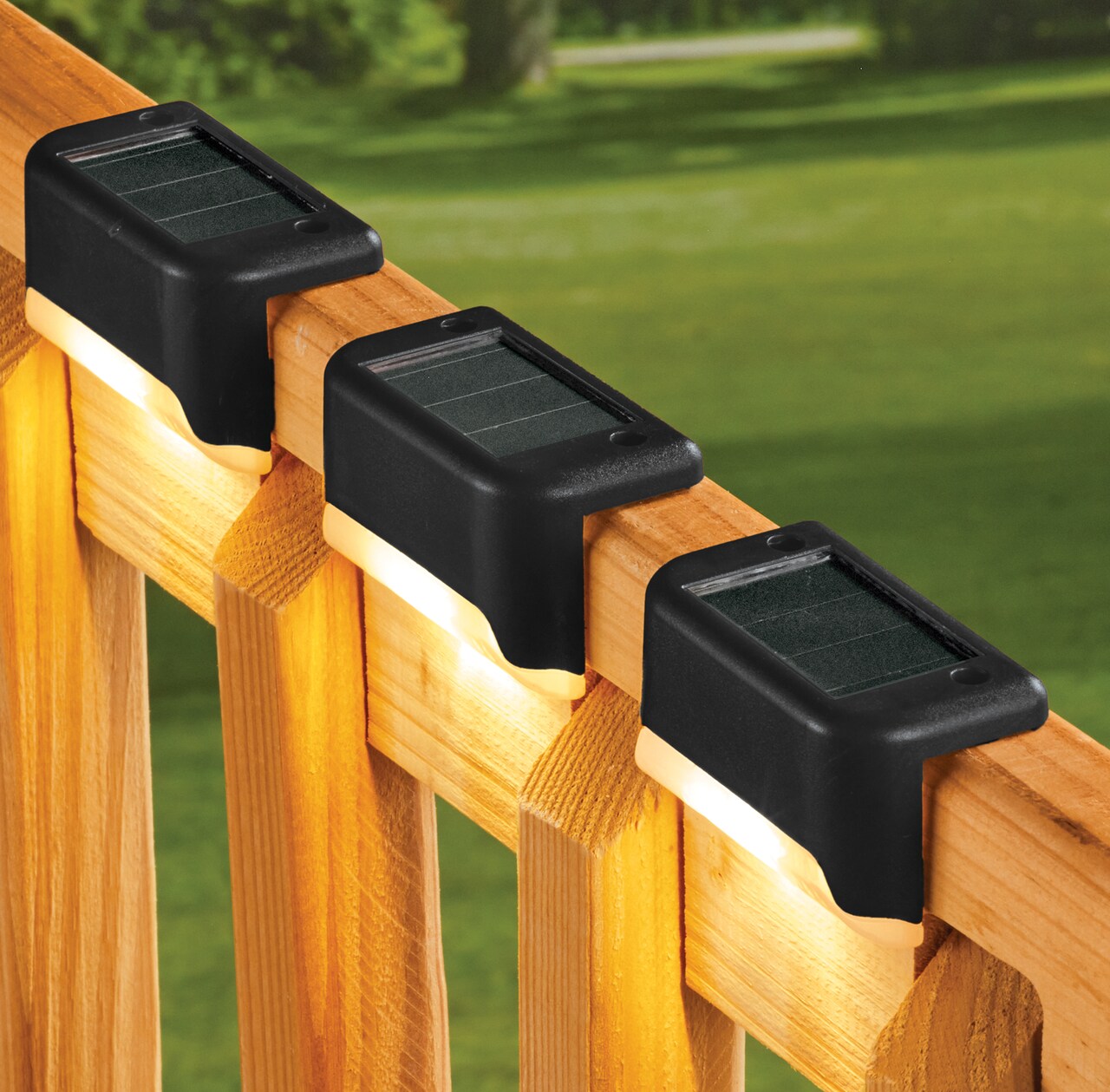 Collections Etc Versatile Solar Powered Fence Lights - Set of 3